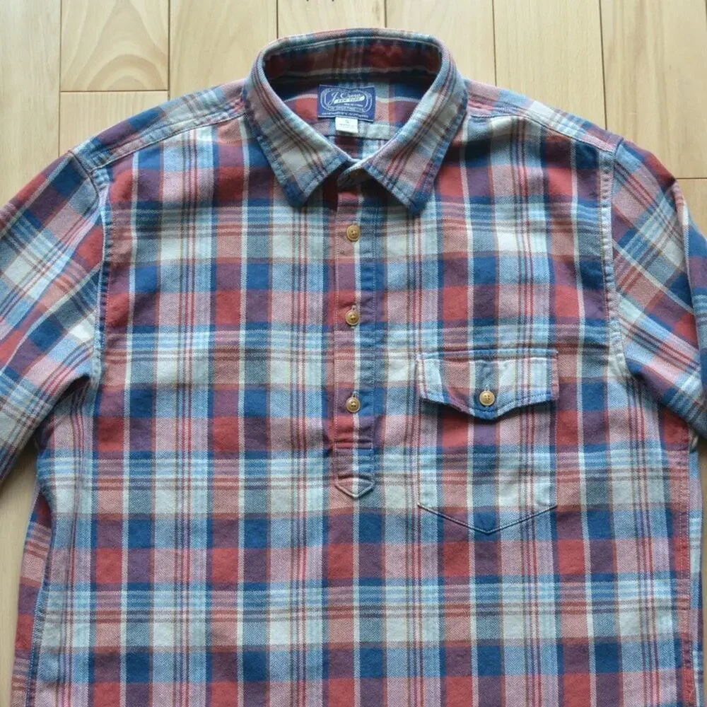 J Crew New York Half Button Down Plaid Flannel Shirt Size Small